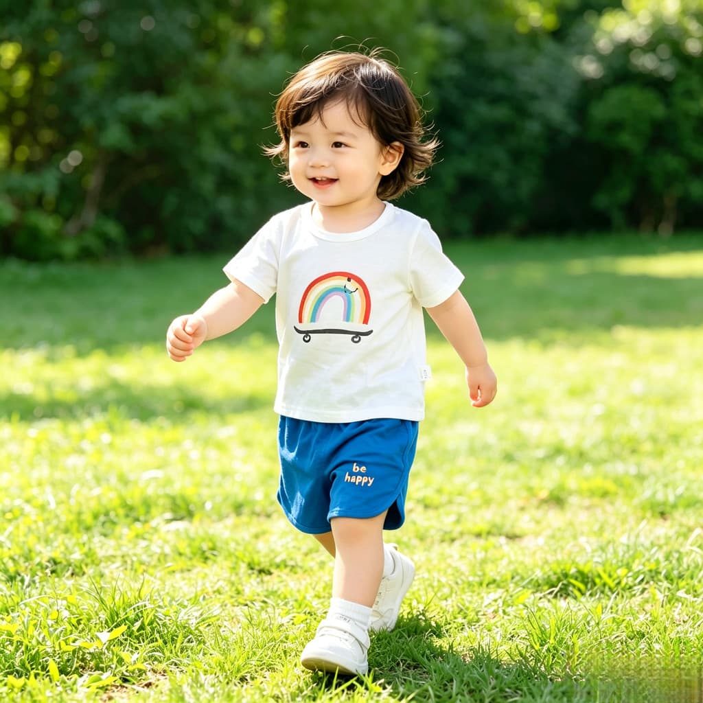 Handoulong bebê de manga curta conjunto de duas peças verão outing menino bebê Shorts conjunto puro algodão crianças out