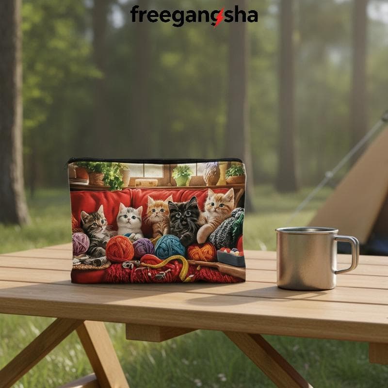 [FRE] Bolsa De Maquiagem De Gato Fofa , Com Zíper Opcional De Várias Cores Para Mulheres , Presente Diário De Armazename