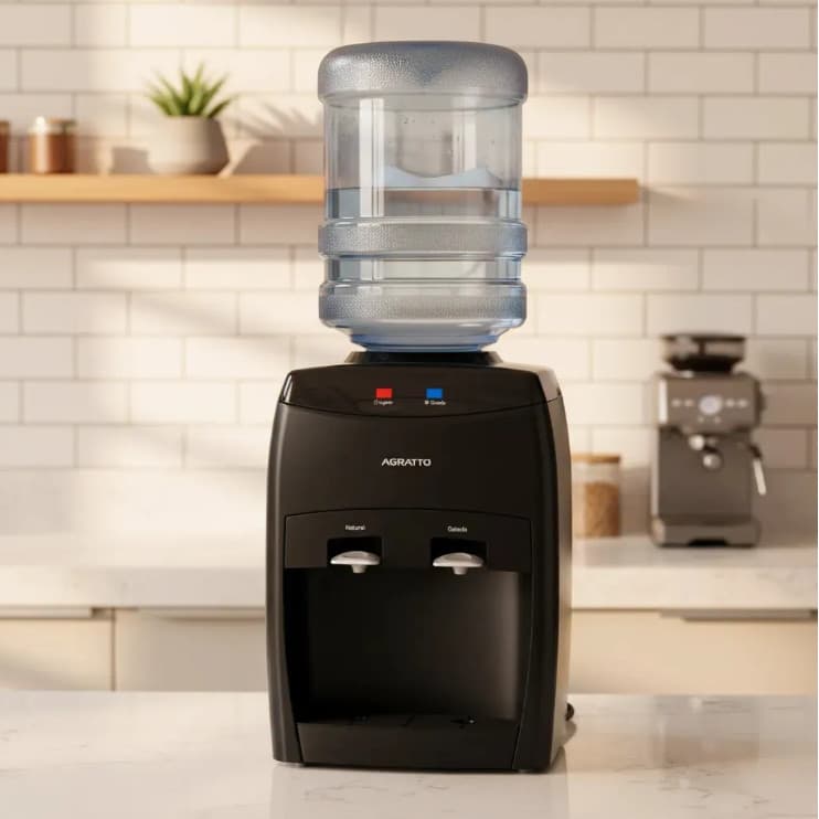 Bebedouro Eletrico Preto Agratto Bivolt 65w Escritorio Casa Cozinha Agua Gelada ou Natural Bombona