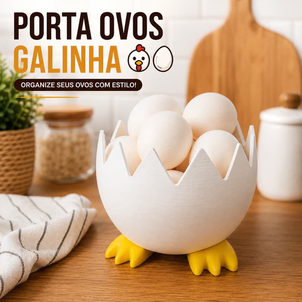 Porta Ovos Decorativo 3D Galinha Organizador de Ovos para Cozinha