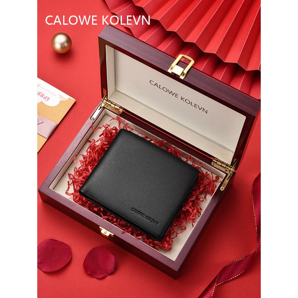CALOWE KOLEVN Carteira Masculina Genuína Couro Genuíno 2026 Novo Estilo Carteira Curta Carteira Masculina de Negócios Si