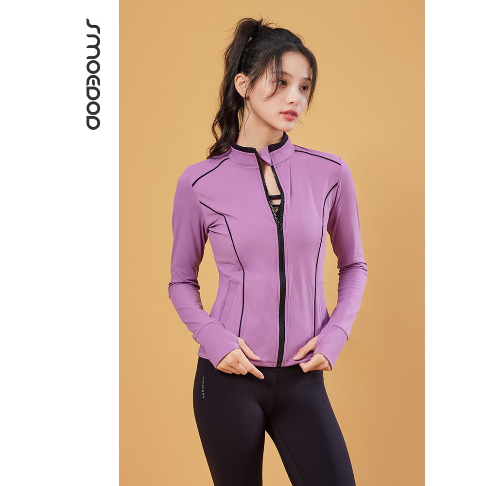 Shu Mu Yiduo 2025 novo estilo outono inverno roupas de yoga jaqueta feminina de manga comprida esportes ao ar livre Fitn