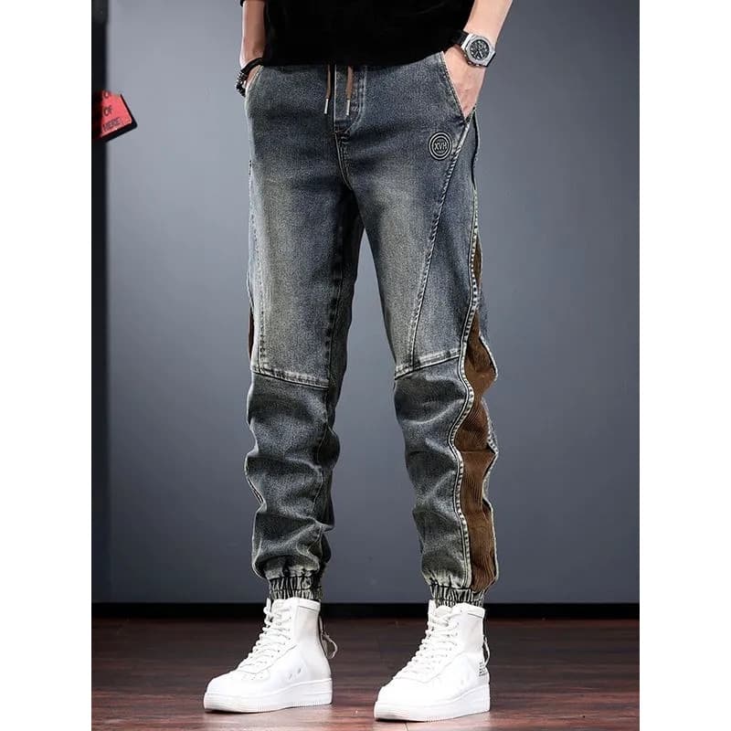 Stretch costura Retro costura Leggings Jeans masculino 2026 novas calças casuais masculinas bonito All-Match calças