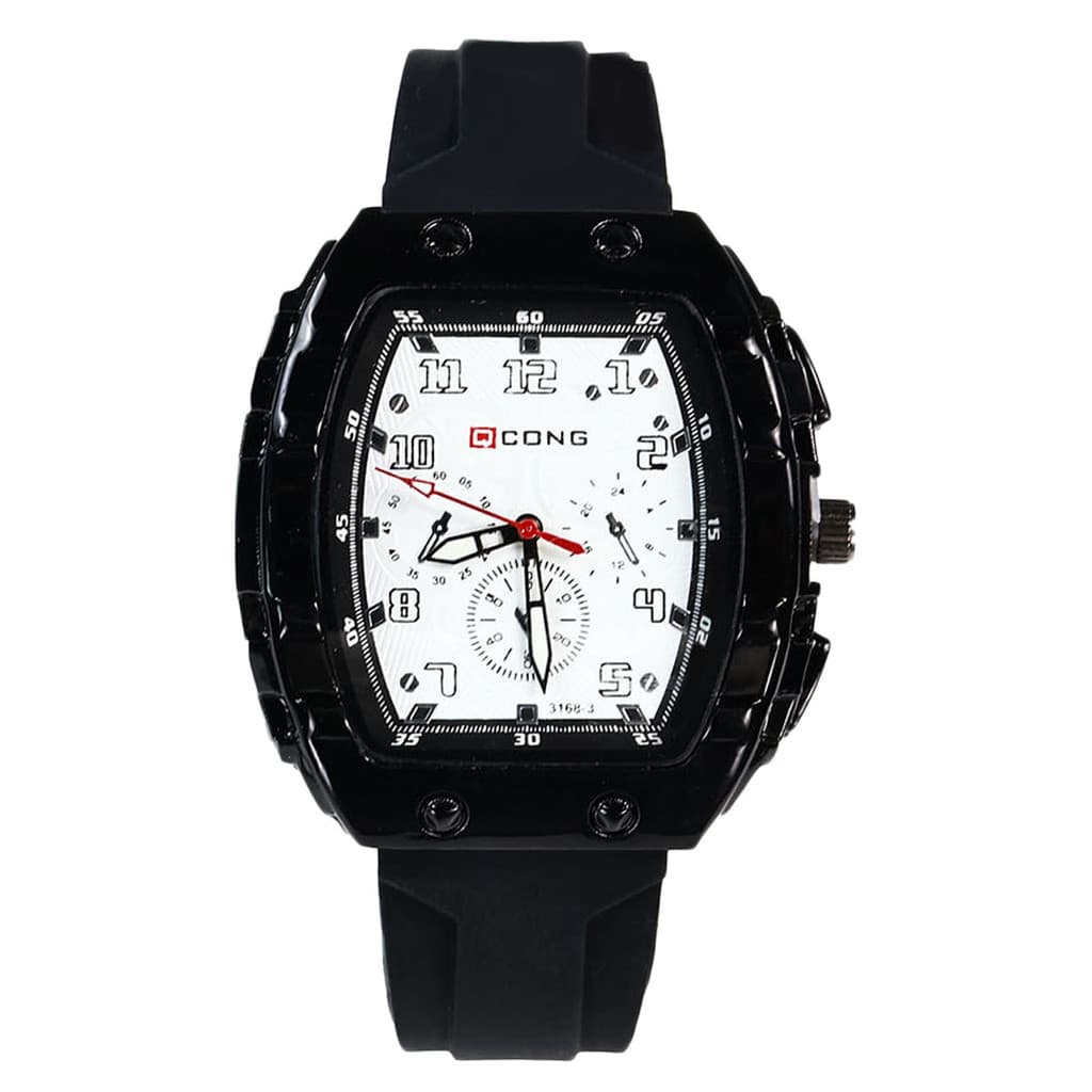 Relógio masculino, relógio de quartzo em formato de barril, pulseira de silicone, luminoso, relógio estiloso para estuda