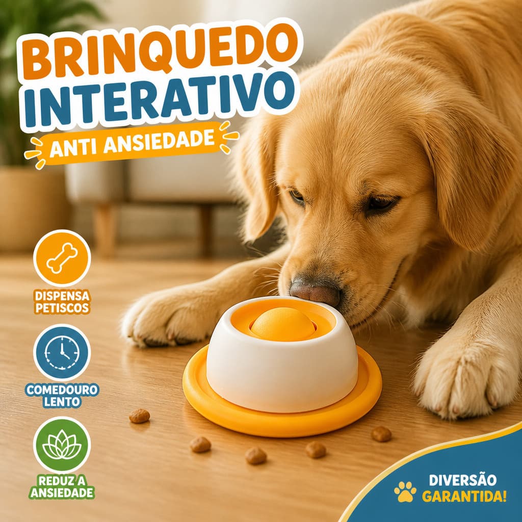 Brinquedo Interativo para Cães Bola Giratória Anti Ansiedade Dispenser Petisco Lambedor Comedouro Lento Pet Preto Pet