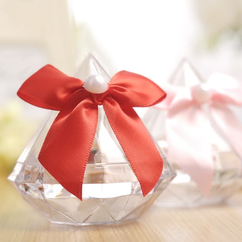 Caixa de doces de casamento de plástico criativa transparente em forma de diamante caixa de doces única retorno de casam