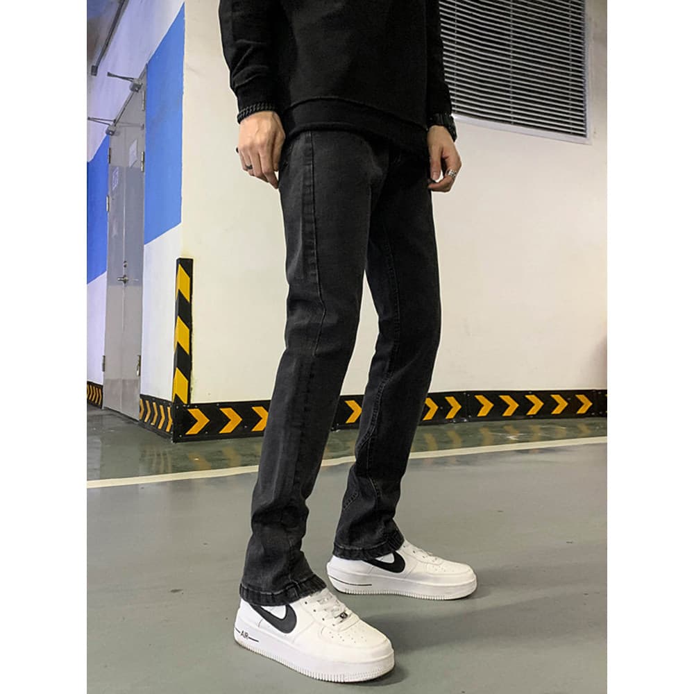 Calças de brim masculinas novo estilo estilo americano em linha reta solta calças pretas calças masculinas All-Match na