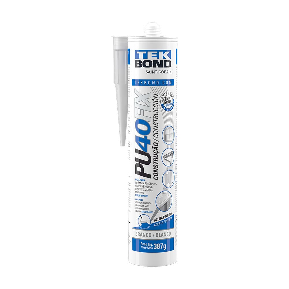 Adesivo Silicone PU 40 Fix Selante Branco 387G Tek Bond