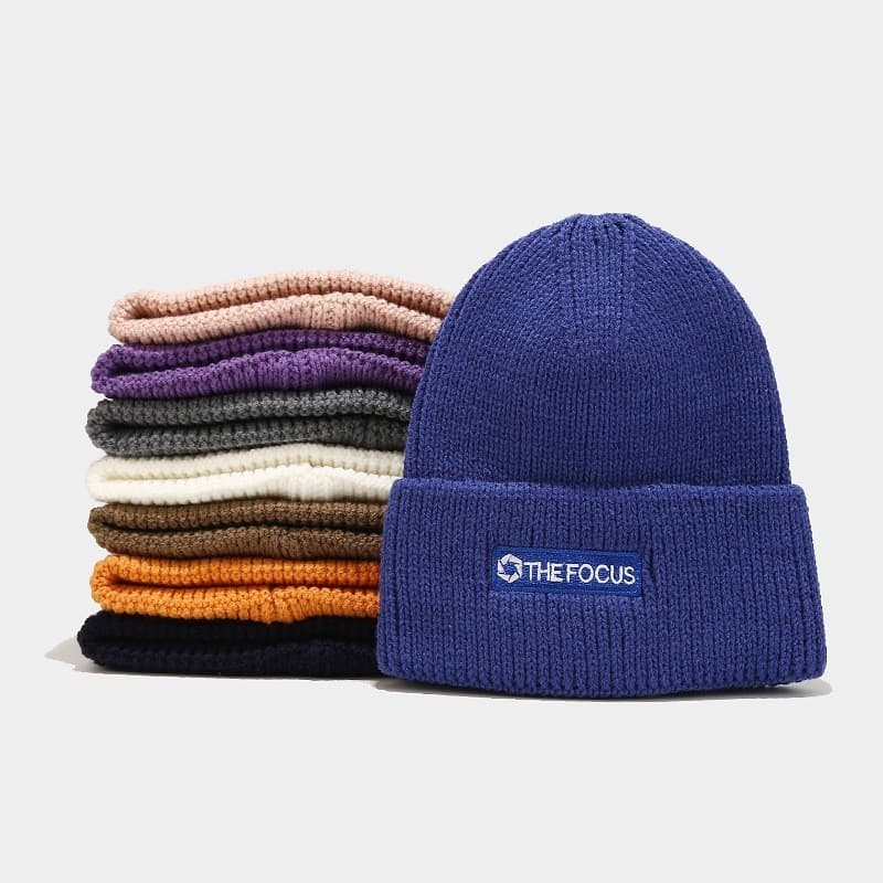 Chapéu feminino outono inverno carta chapéu de lã engrossado ins bordado chapéu frio All-Match Casual chapéu de malha ma