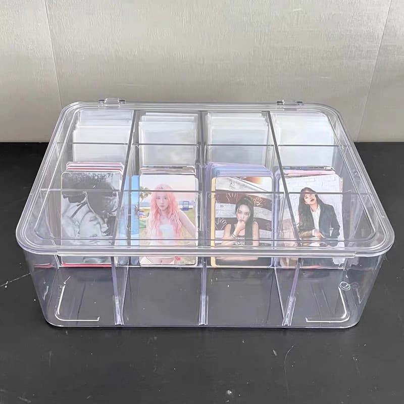 Transparent Card Storage Box 30x25x10.5centimeter – Acrylic flip-top storage box with compartments