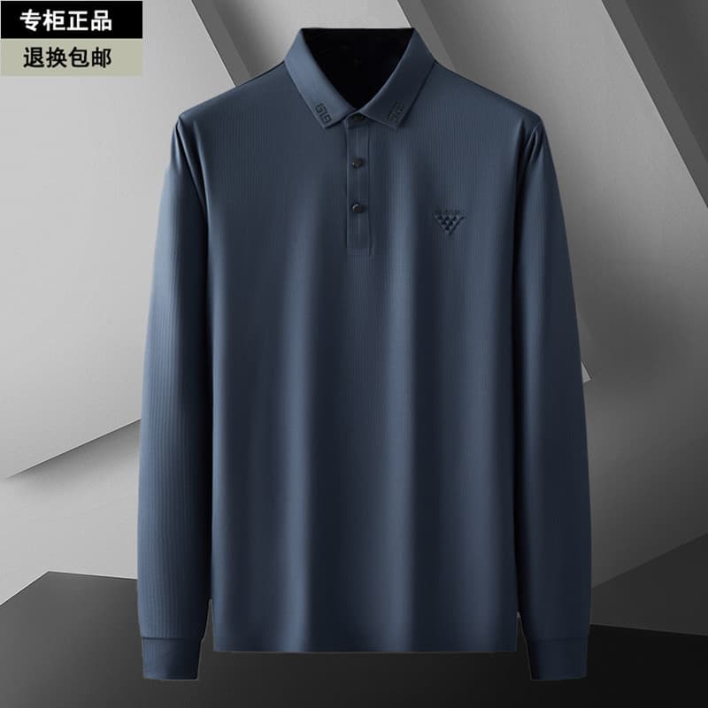 Primavera outono novos produtos lapela gorda manga comprida camiseta masculina mais gordura plus Size Casual Material es
