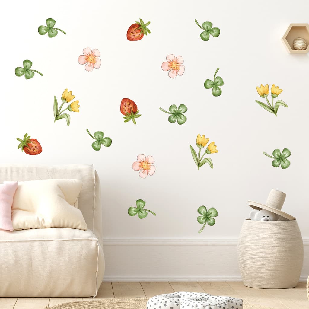 Adesivos de parede morango flor sorte adesivos de parede autoadesivos sala de estar quarto das crianças decoração do jar
