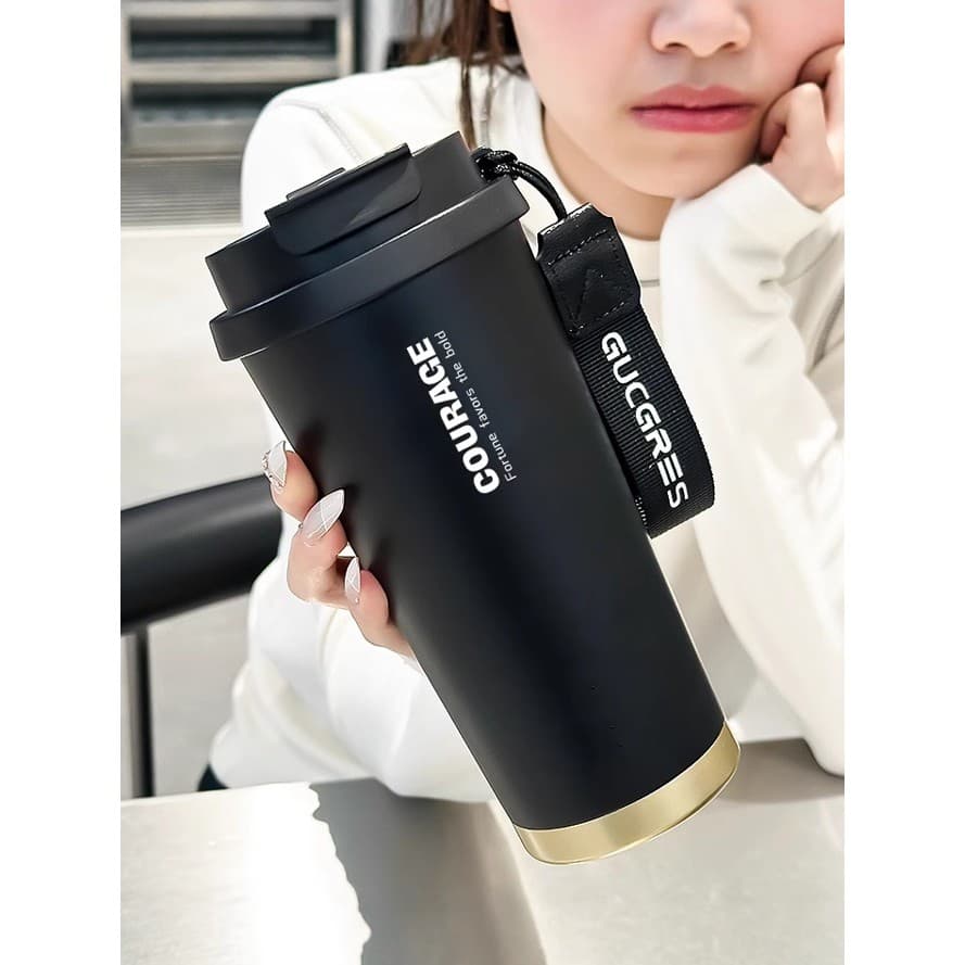 Simples copo térmico cerâmica em camadas xícara de café masculino de alto valor palha copo de água portátil copo de arma