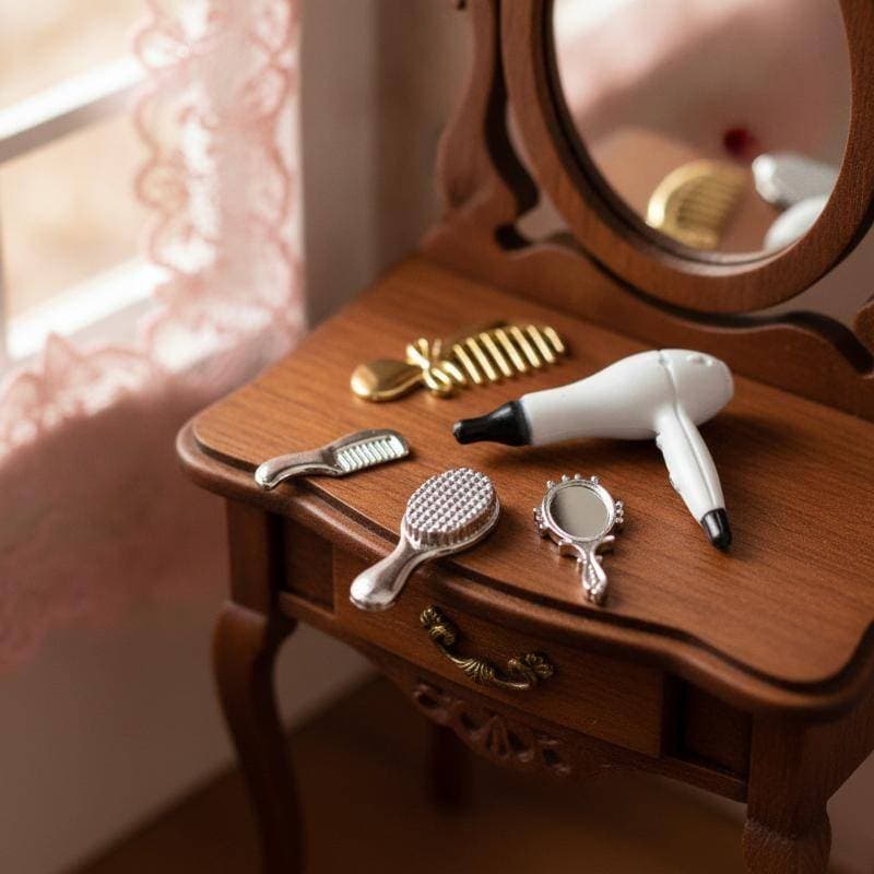 Sinth Escala 1 : 12 Mini Estilo De Cabelo 5 Peças Conjunto Realista Espelho Secador Presente Para Bonecas Amadores BR