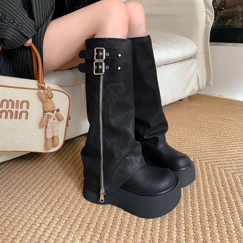 Contagem gato botas de aumento de sola grossa feminino melad botas curtas botas pequenas pilha botas longas botas de cav