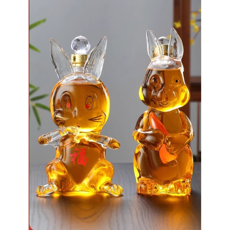 Bolha garrafa de vidro de vinho coelho gato garrafa de vinho engrossado zodíaco bolha garrafa de vinho garrafa vazia cri