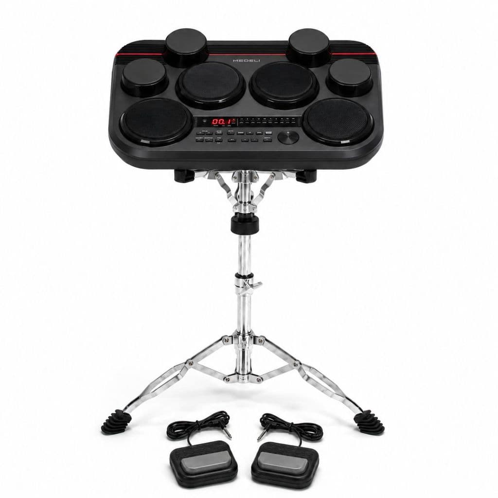Kit Bateria Eletrônica Portátil Medeli DD325 8 Pads Mesh USB-C +  Estante Caixa Gs200