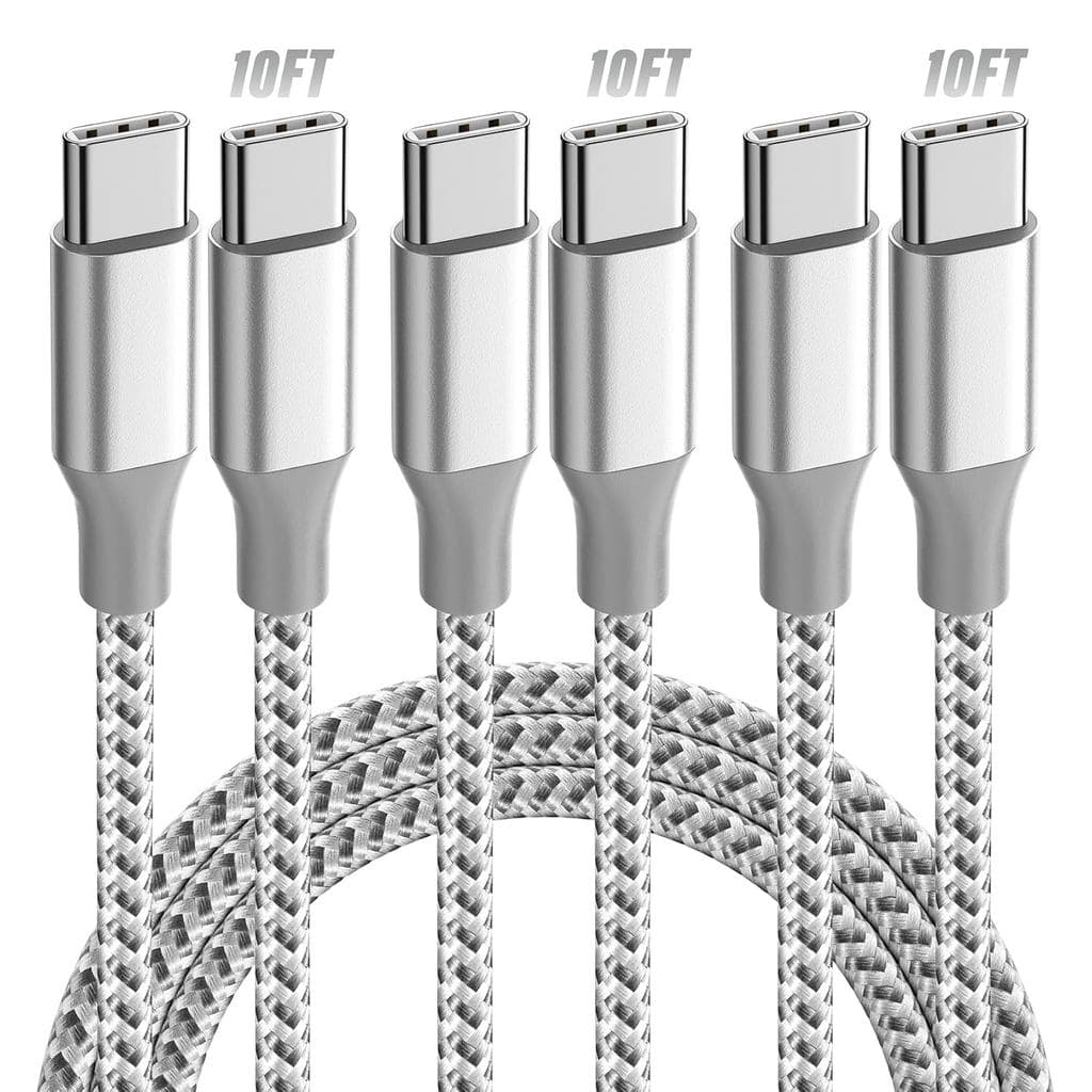 Cabo USB C KYEHD, Pacote com 3 Cabos de 10FT 60W para Carregamento Rápido USB C para USB C, Cabo Carregador Tipo C Duráv