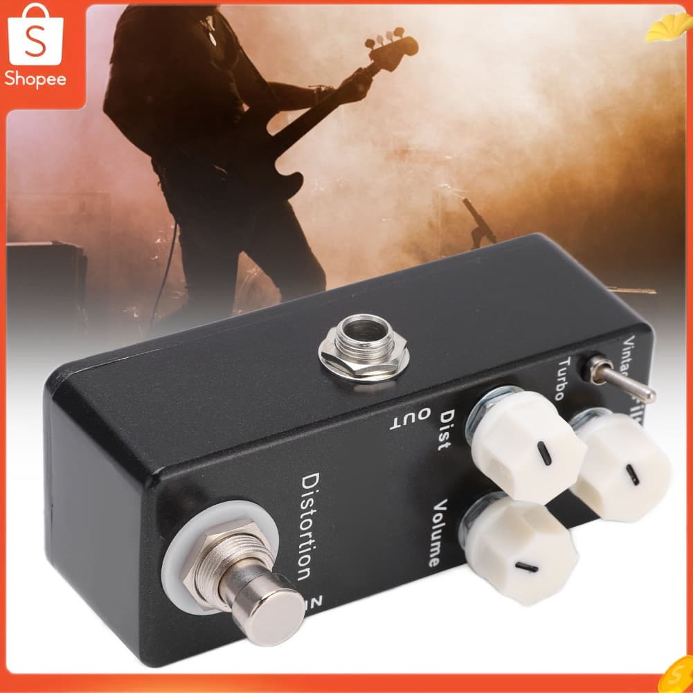 Pedal de guitarra de distorção Efeito único com True Bypass 3 botões para filtro Dist e Volume Corpo de metal compacto