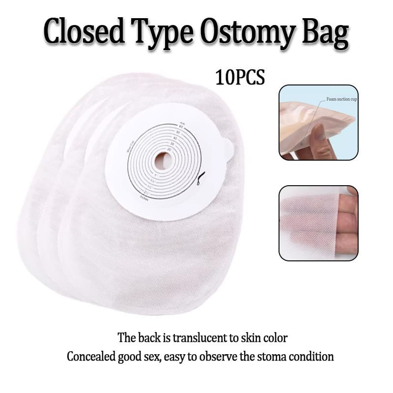 10 Pcs Saco De Ostomia Tipo Fechado De Uma Peça Hidrocolóide Adesivo Banco Anual