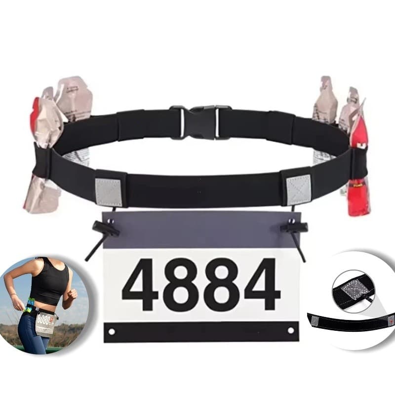 Cinto Porta Número Para Corrida Triathlon Ciclismo Gel Carb Up Elástico Refletivo