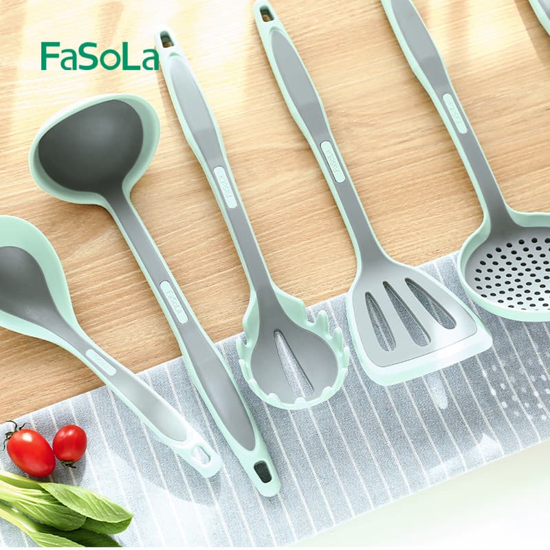 Japão FaSoLa espátula de silicone antiaderente Anti-escaldante colher de silicone espátula de silicone espátula com vaza