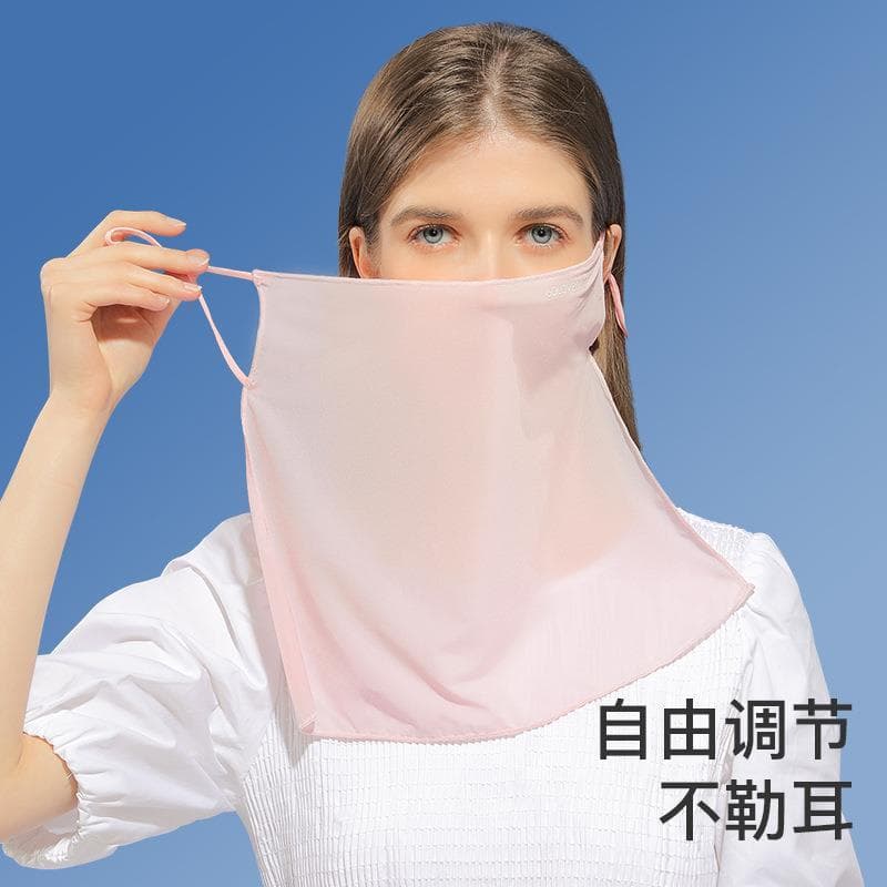 Anti-ultravioleta pára-sol pescoço proteção máscara facial protetor solar véu feminino verão condução gelo seda máscara