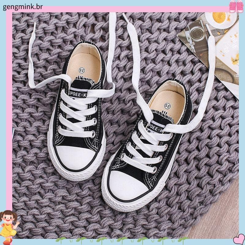 Crianças sapatos de lona pai-filho sapatos meninos meninas baixo-topo bebê branco crianças sapatos de pano rendas tênis