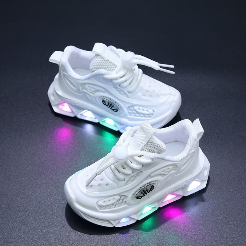 Sapatos infantis de outono com luzes, sapatos para meninos, sapatos luminosos para meninas, sapatos de malha infantis, s