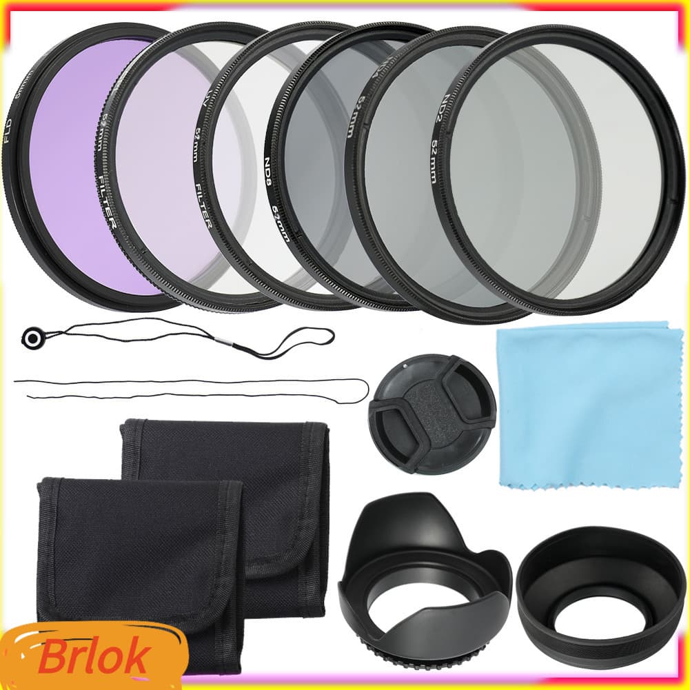 Brlok-br Kit de filtro de lente de câmera UV CPL FLD ND2 ND4 ND8 Conjunto de densidade neutra 58 mm com design de rosca