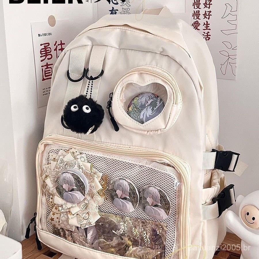 Mochila transparente estilo japonês, mochila de estudante de grande capacidade, mochila escolar simples Z7XM PXL0