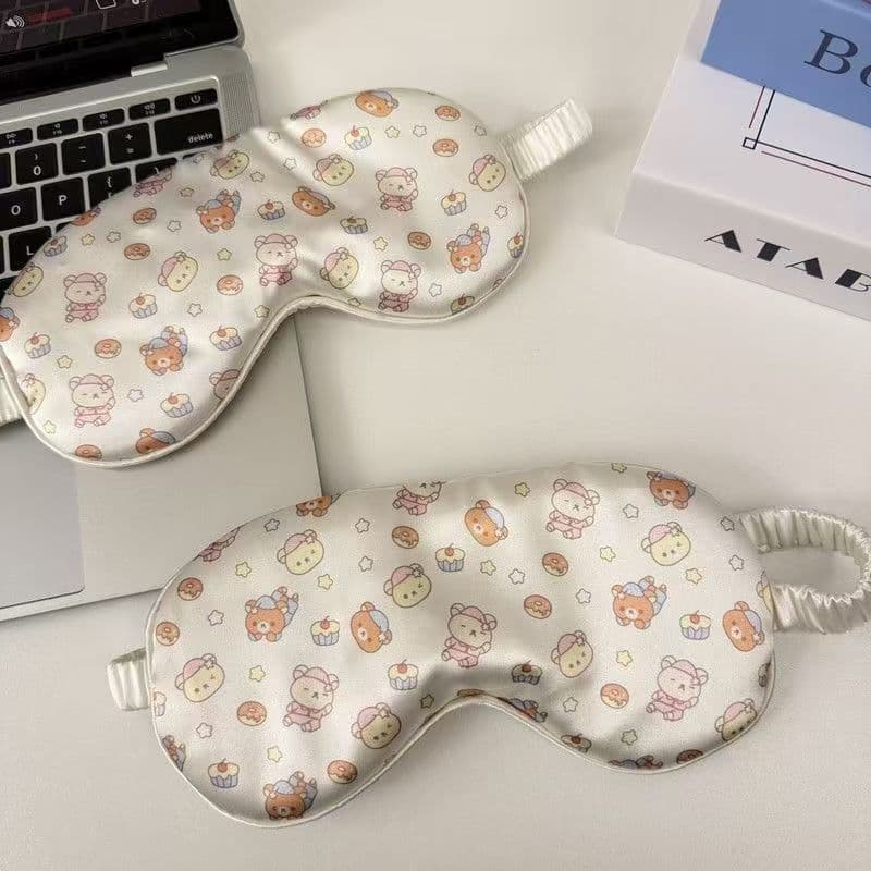[Estoque pronto] Bolo Rilakkuma Máscara de olho de desenho animado Dormitório estudantil Escritório Almoço Quebra Sombre