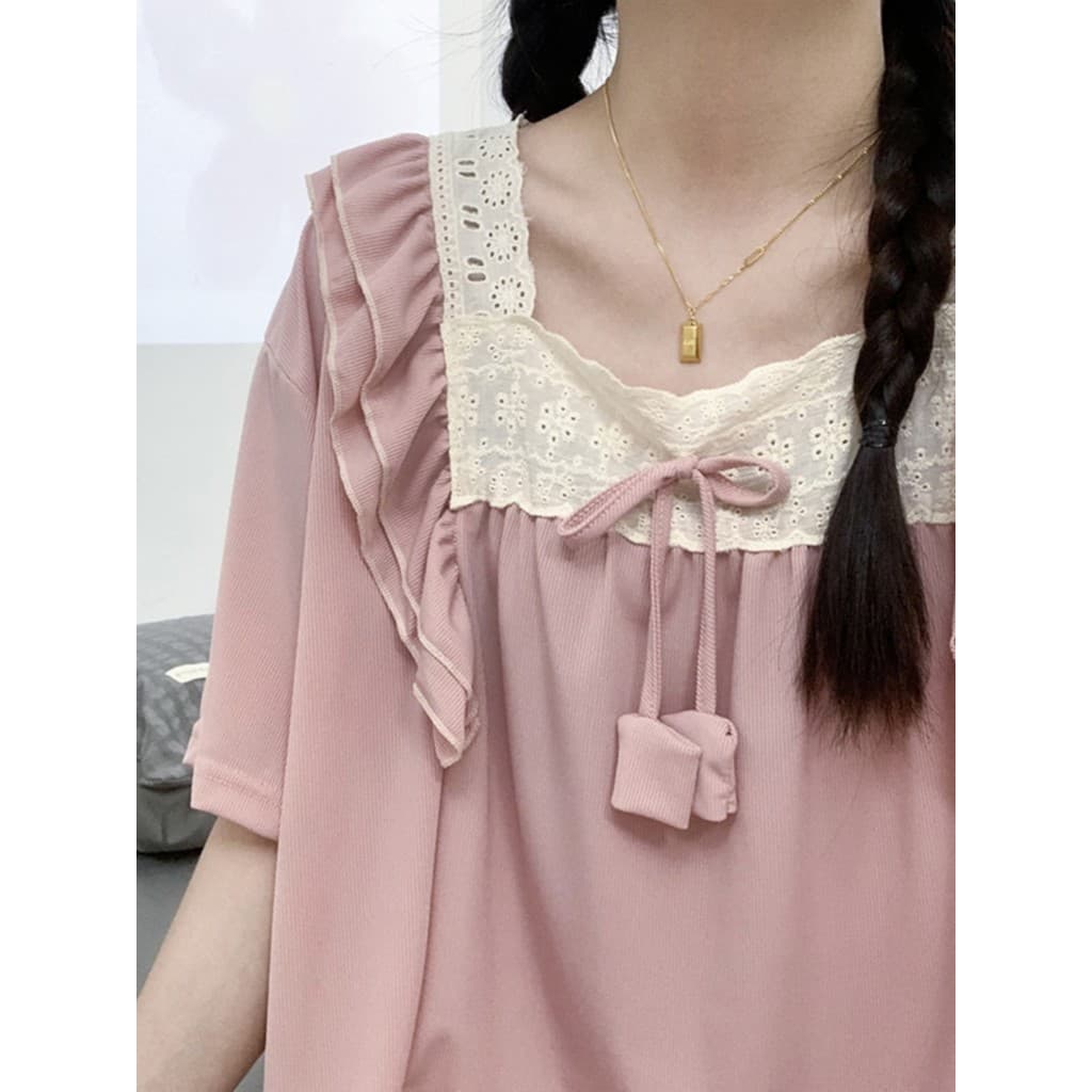 Pijamas femininos verão estilo princesa seda gelo verão fino doce longo camisola tamanho grande 100kg gordura mm verão m