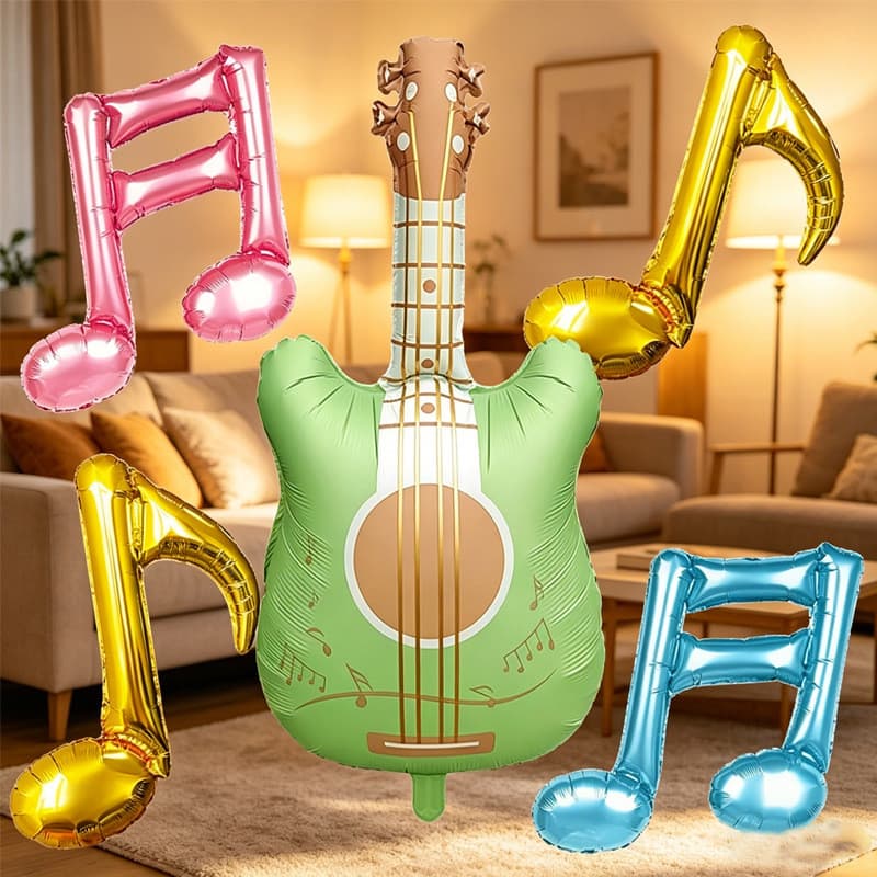 5 Pçs/set De Balões De Nota De Guitarra Fosco Conjunto Para Instrumento musical Infantil Decorações De Aniversário Temát