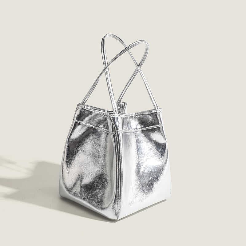 Bolsa bolsa transversal feminino 2026 versão coreana novo estilo prata portátil lancheira saco senhoras cesta de vegetai