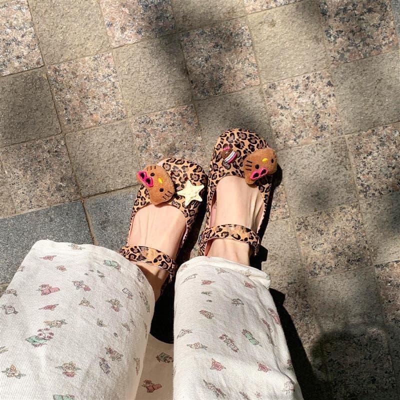 Leopardo impressão Ballet buraco sapatos femininos 2026 novo estilo verão exterior usar desodorante antiderrapante Super