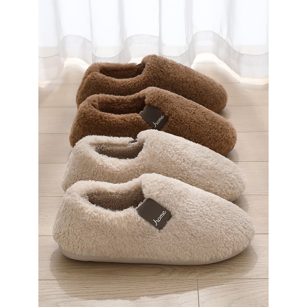Chinelos de algodão feminino 2026 novo estilo outono inverno salto interior casa antiderrapante sola grossa mudo forro d