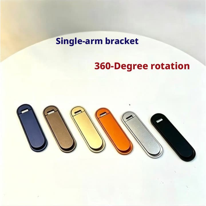 Suporte para celular, suporte plano, suporte de mesa em liga de alumínio, giratório dobrável, adesivo stickável, rotação