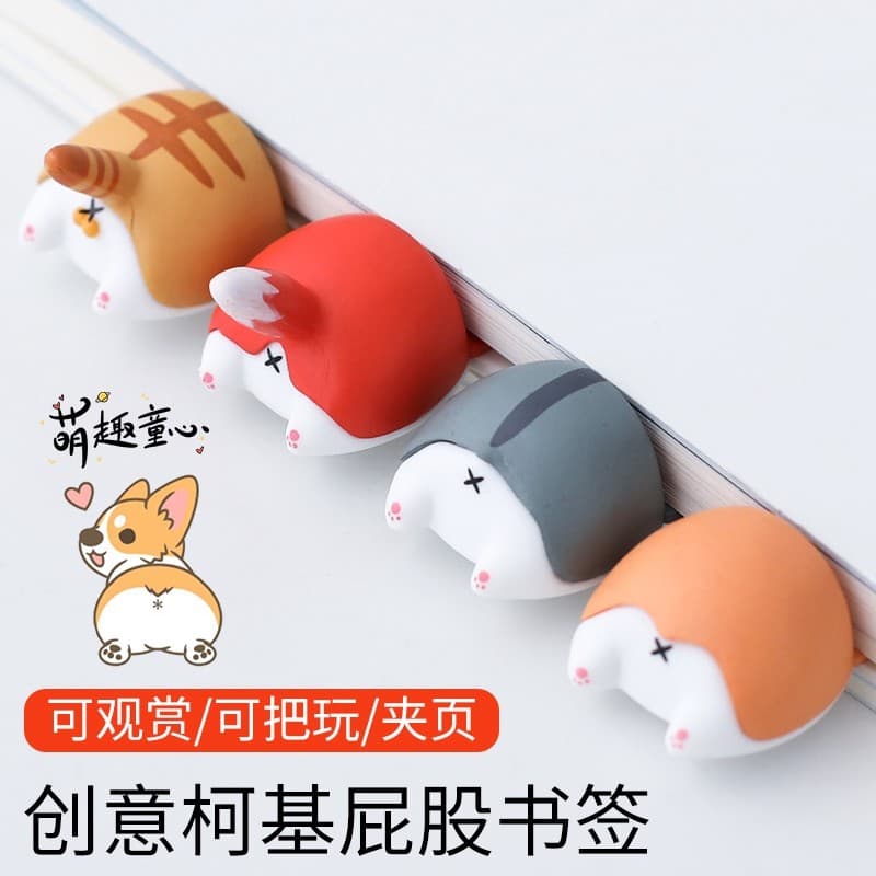 Marcador de Animal japonês, estilo ins, Corgi, marcador de bunda, estudantes da escola primária, uso criativo, fofo, sim