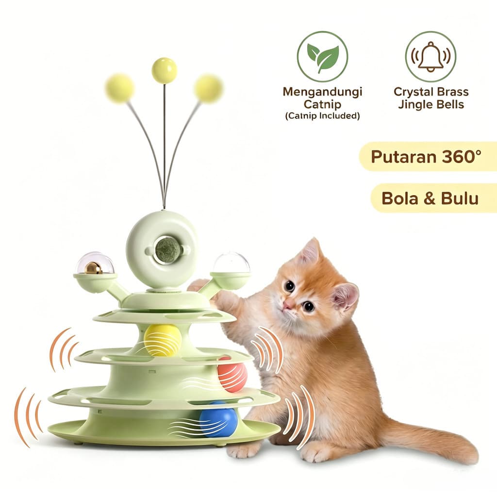 Brinquedo giratório para gatos com rolamento de esferas de três camadas, 360 graus °   Roda giratória com bola de erva-d