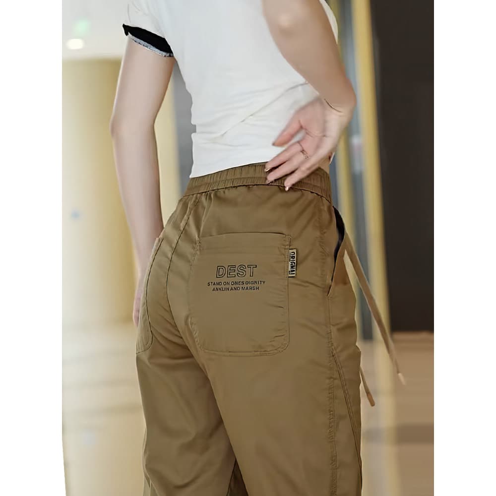 Macacão 2025 novo estilo masculino cordão calças com cordão verão café cor calças masculinas retas soltas calças casuais