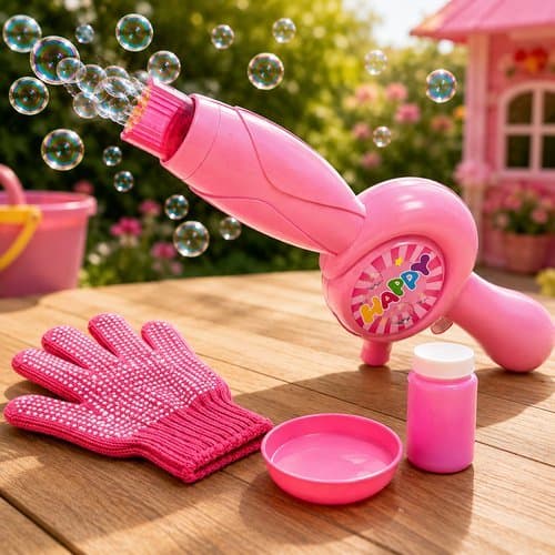 Lanca Bolha Sabao Automatico Infantil Rosa Portatil Facil Uso Diversao Festas