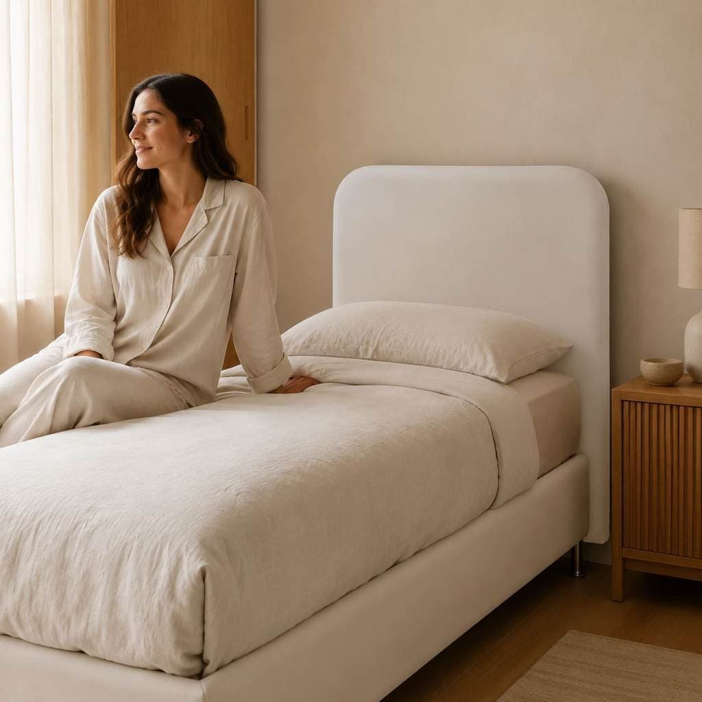Cabeceira Orgânica 90cm para Cama Box Solteiro em Veludo com Pés Inclusos, Estrutura em Eucalipto e Garantia de 3 Meses