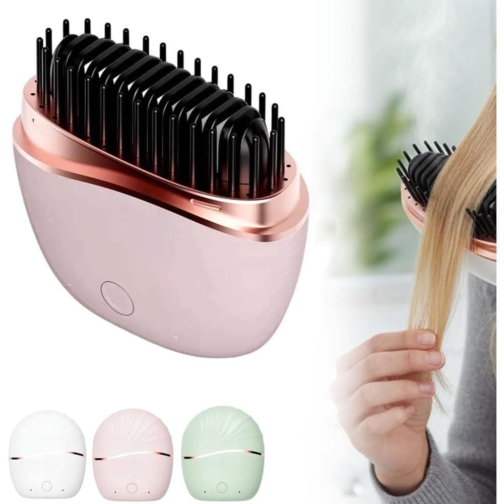 Mini Alisador de Cabelo, 2 em 1, Sem Fio, Recarregável, Aquecimento Rápido, Portátil, com Espelho, 3 Configurações de Te