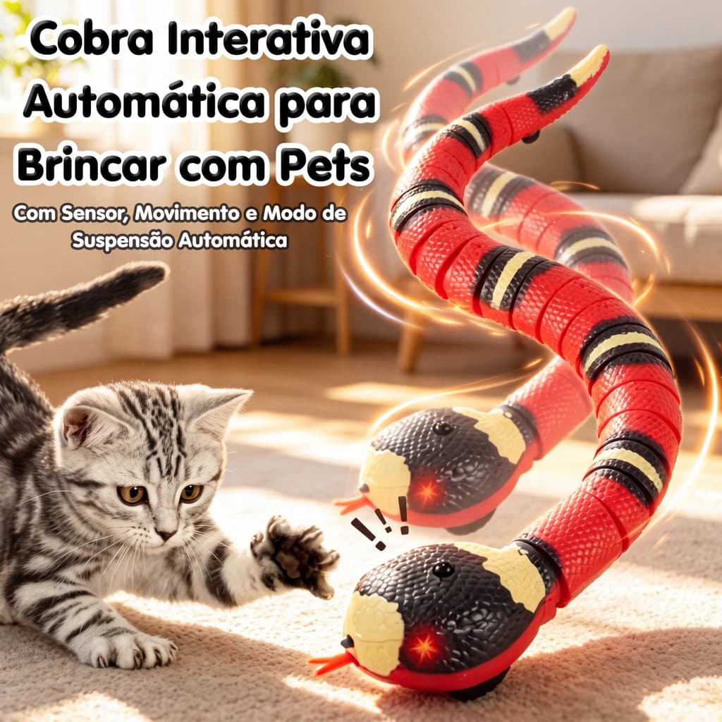 Brinquedo de Cobra Interativo para Gatos - Indução Elétrica e Design Biônico com Carregamento USB
