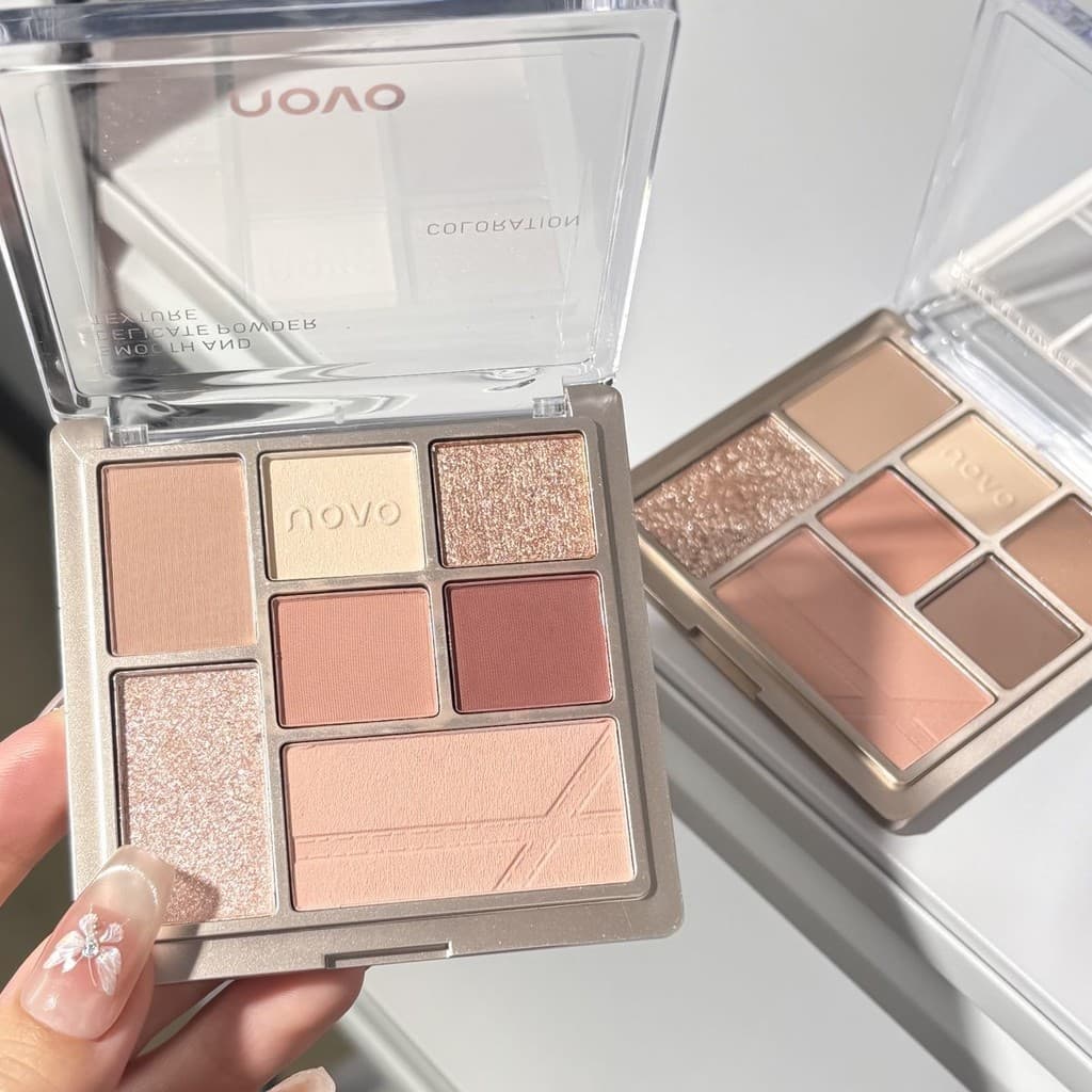 Novo paleta de sombras de sete cores leite chá fosco terra cor sombra iluminador iluminando paleta tudo-em-um novato tud