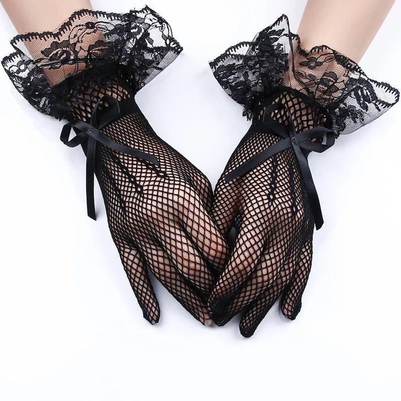 Luvas Femininas Elegantes de Renda Curta, Novas Luvas Transparentes de Rede, Adequadas para Casamentos e Festas