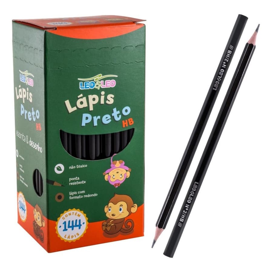 Lápis Preto Sextavado Kit 10, 20, 30 ou 40 Unidades Leo&Leo HB Nº2 Escolar