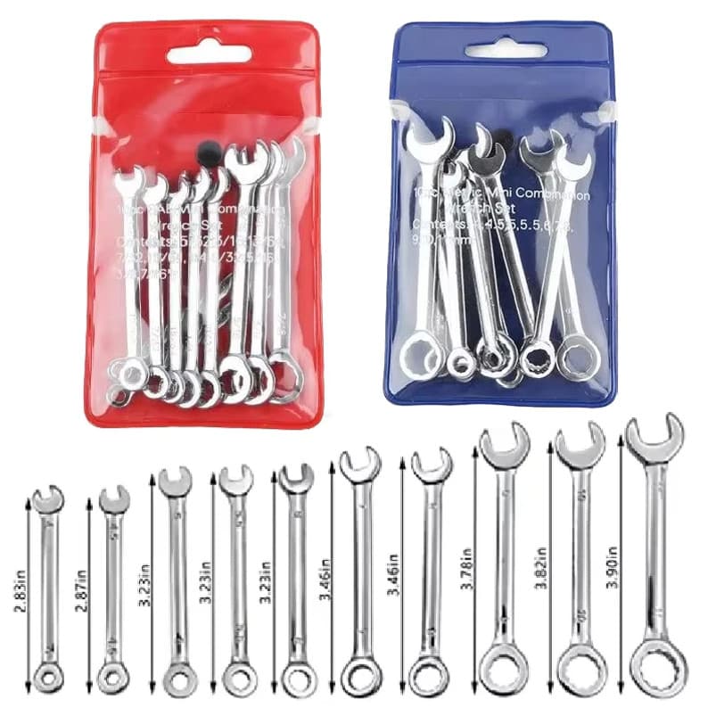 Novo 10 Pçs Mini Chave De Extremidade Aberta 4-11mm Metrci/Padrão Imperial 45 # Aço Dupla Chaves Catraca Combinação Ingl