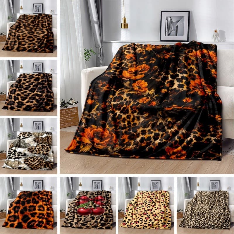 Cobertor Personalizado Com Estampa De Leopardo , Flanela Macia , Quente , Dobrável , Presente Para Carro De Acampamento